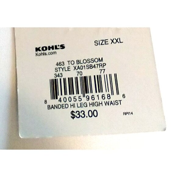 Apt 9 Women's High Waist High Leg Swim Bottoms Navy Blue Floral - XXL (20) NWT - Picture 4 of 6